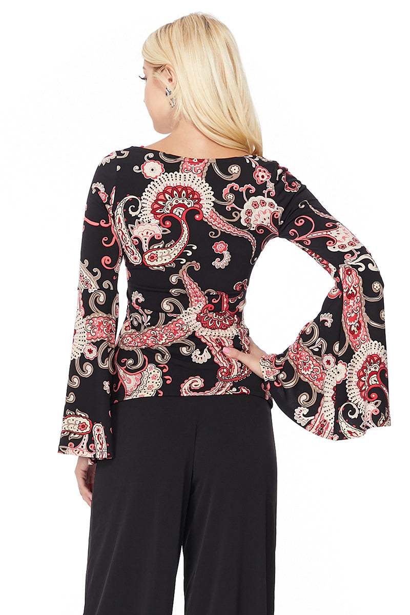 BERRI BELL SLEEVE TOP (BERRI PRINT)-VT2598P-BERRI