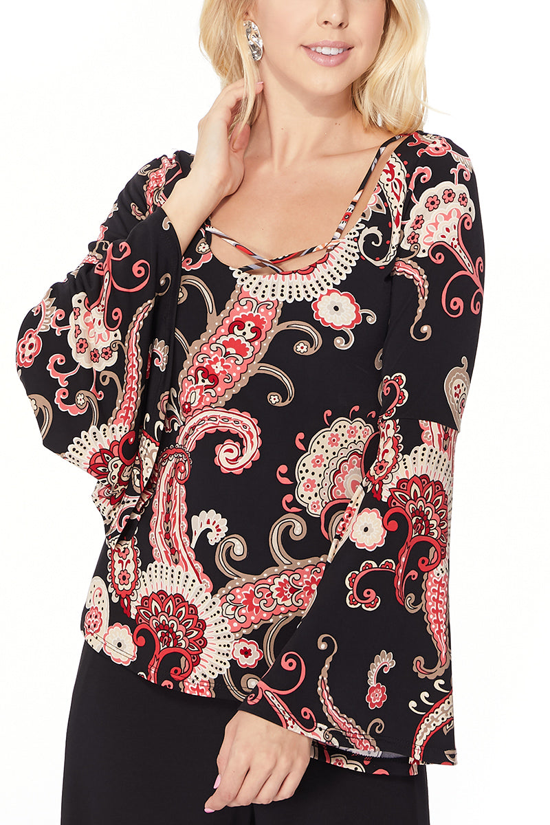 BERRI BELL SLEEVE TOP (BERRI PRINT)-VT2598P-BERRI