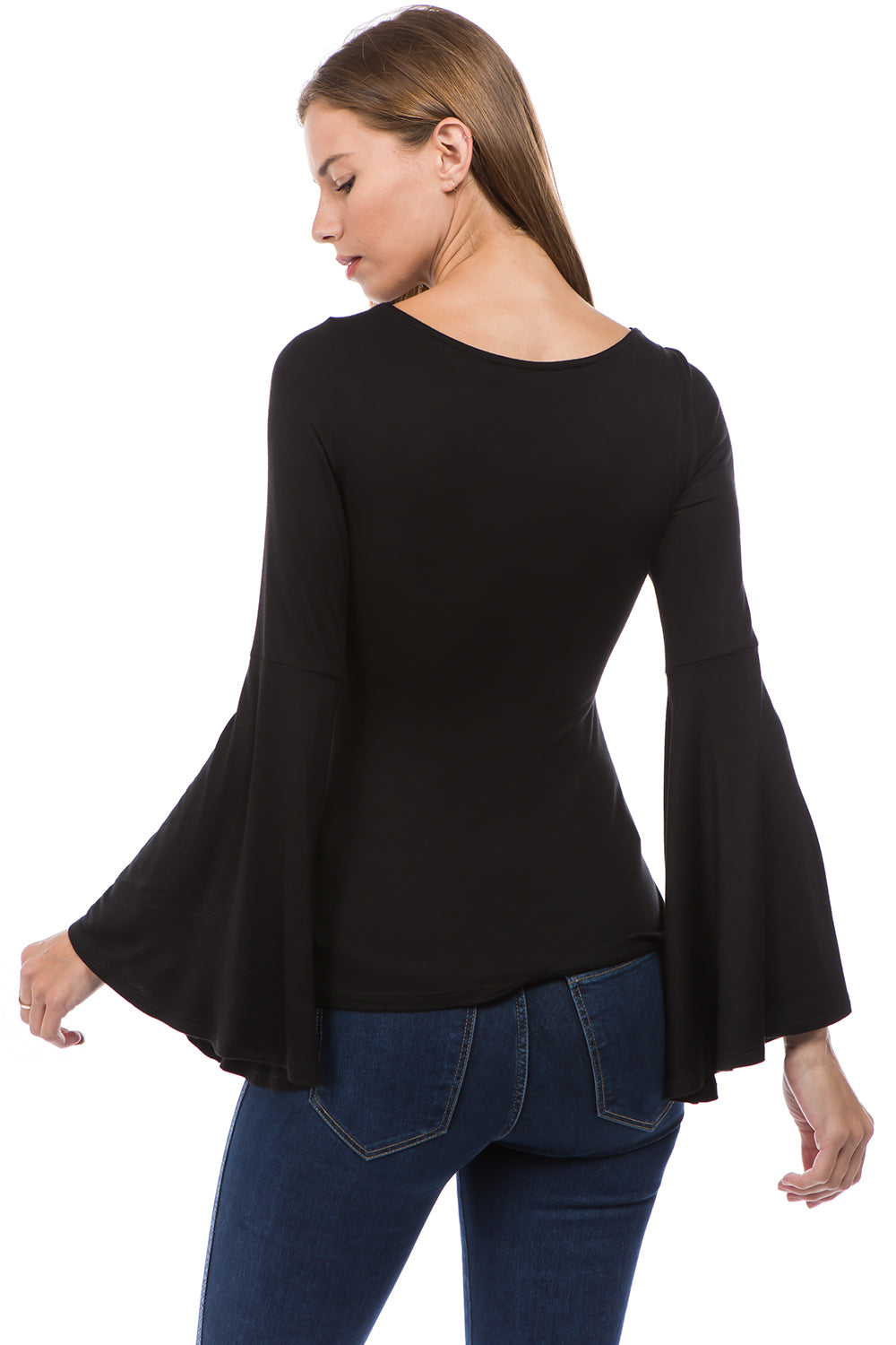 ROCIO BELL SLEEVE TOP (BLACK)-VT2598