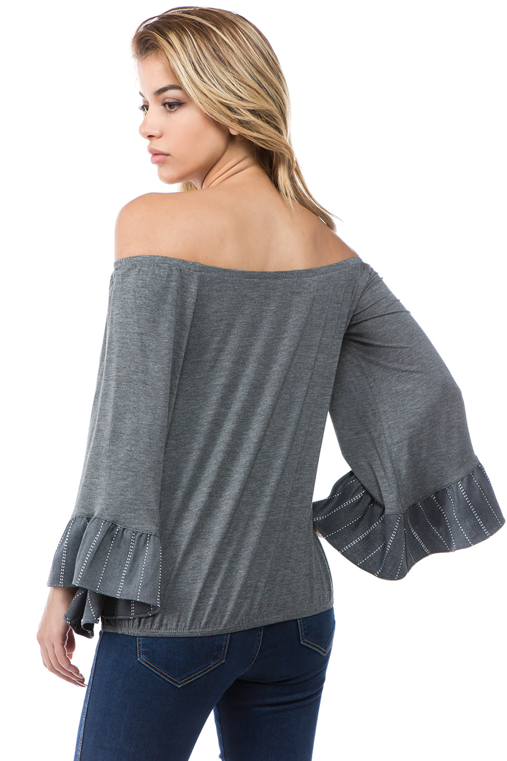 HANNAH FRONT TIE TOP (HEATHER GREY)-VT2642