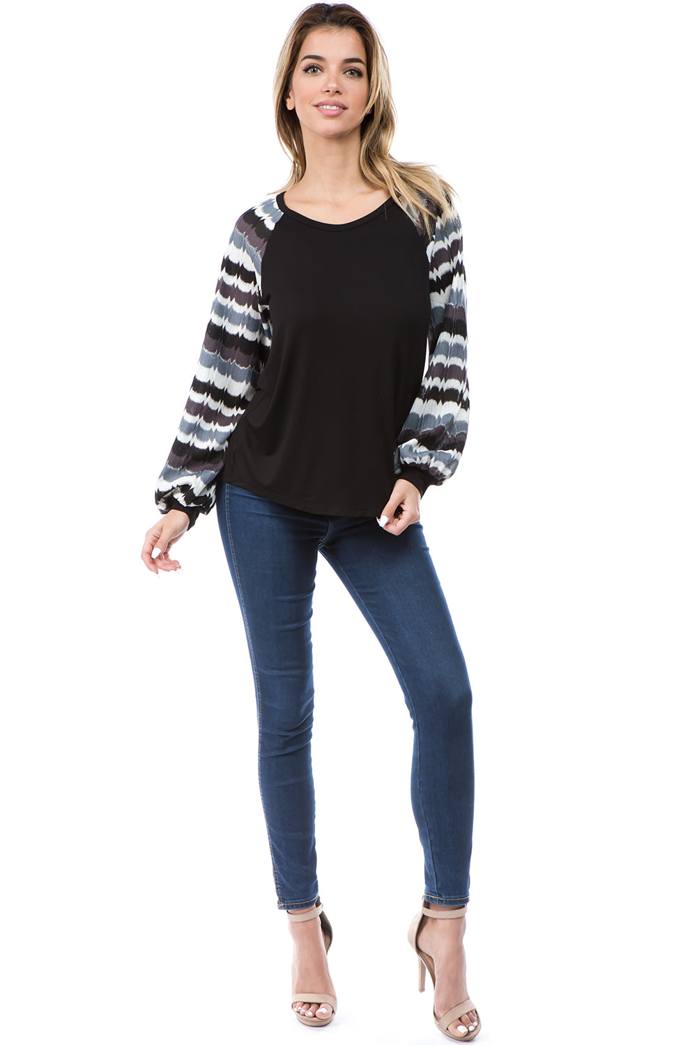 GINA ROUND NECK TOP (BLACK)- VT2645