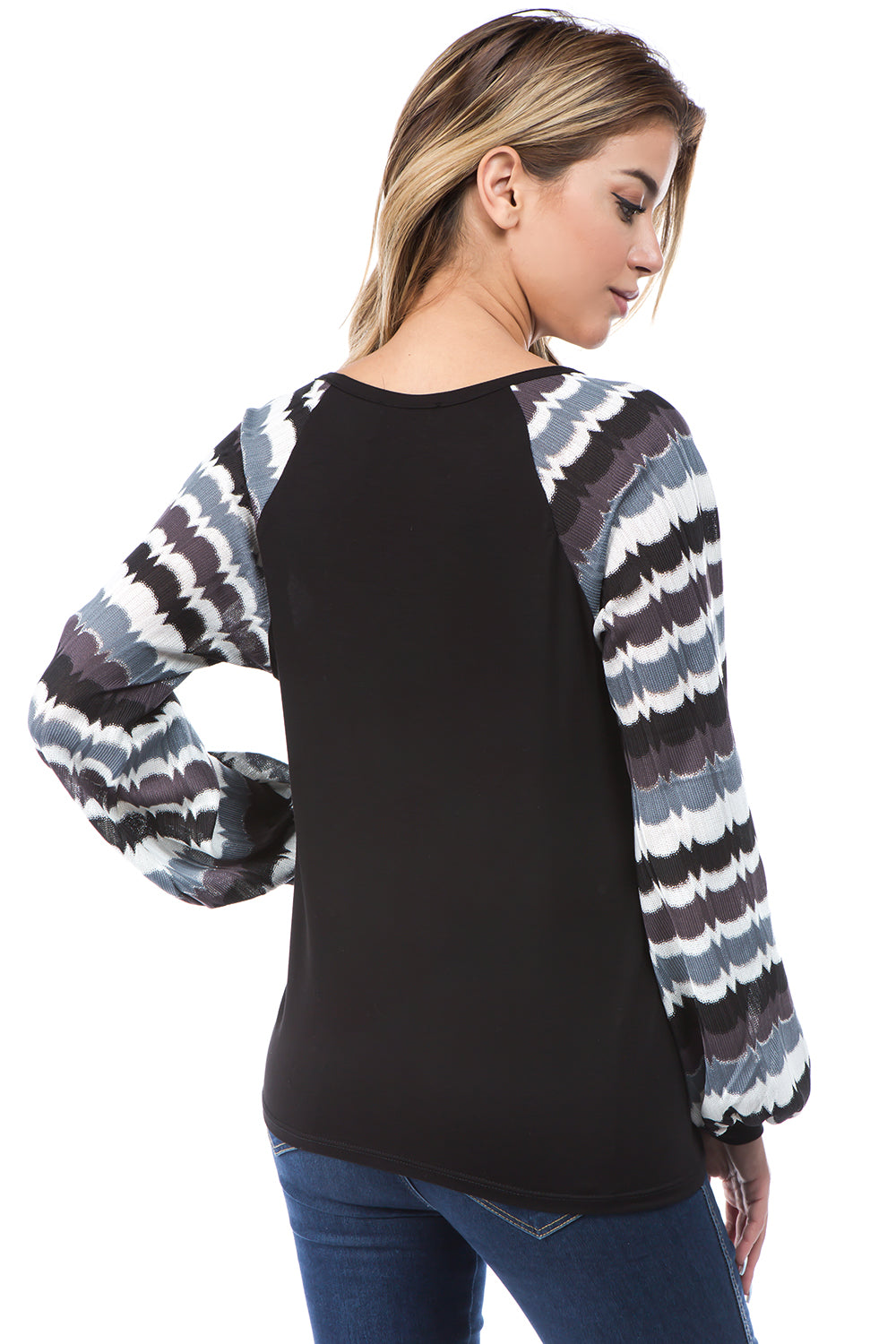 GINA ROUND NECK TOP (BLACK)- VT2645