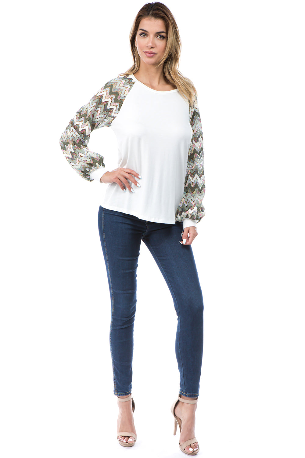 GINA ROUND NECK TOP (IVORY)- VT2645
