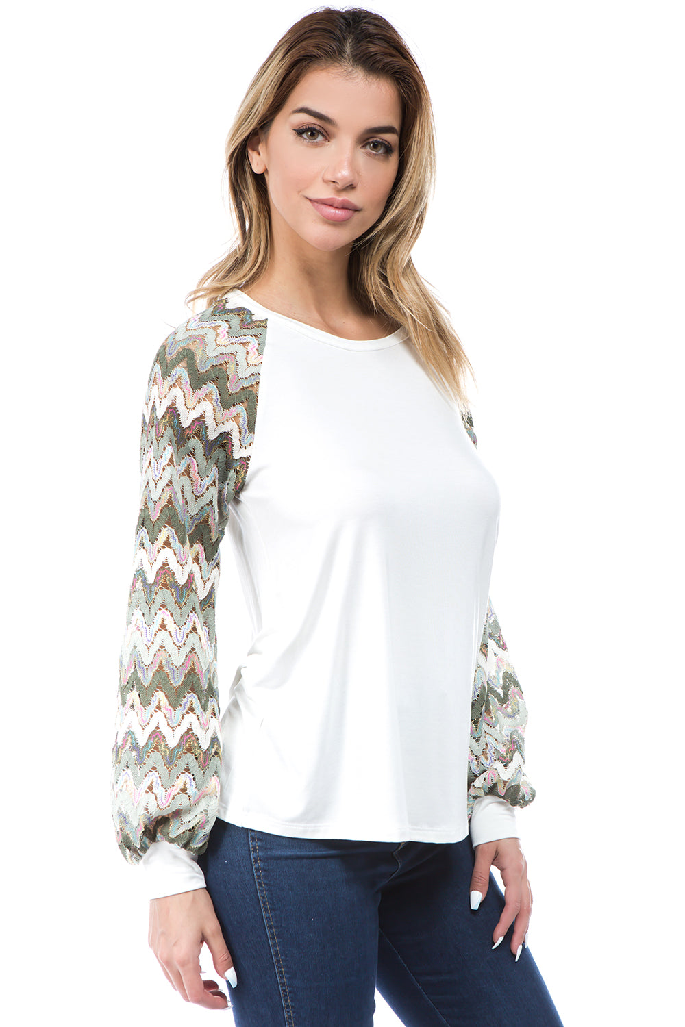 GINA ROUND NECK TOP (IVORY)- VT2645