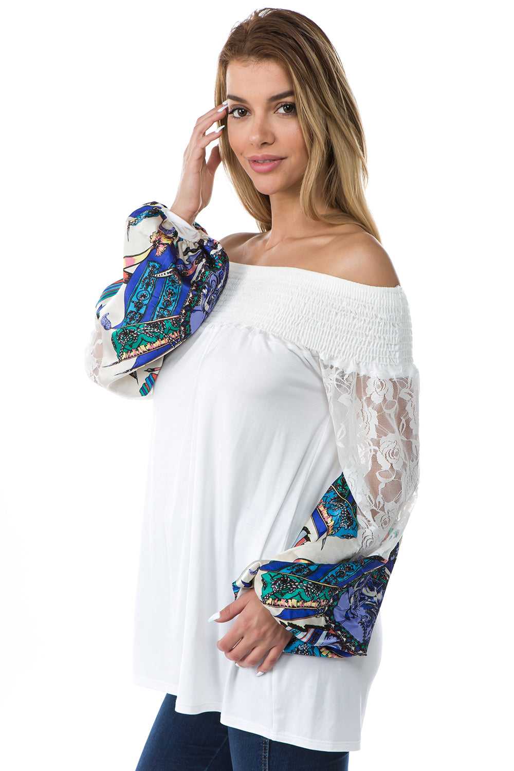 GINA OFF SHOULDER TOP (IVORY)- VT2646