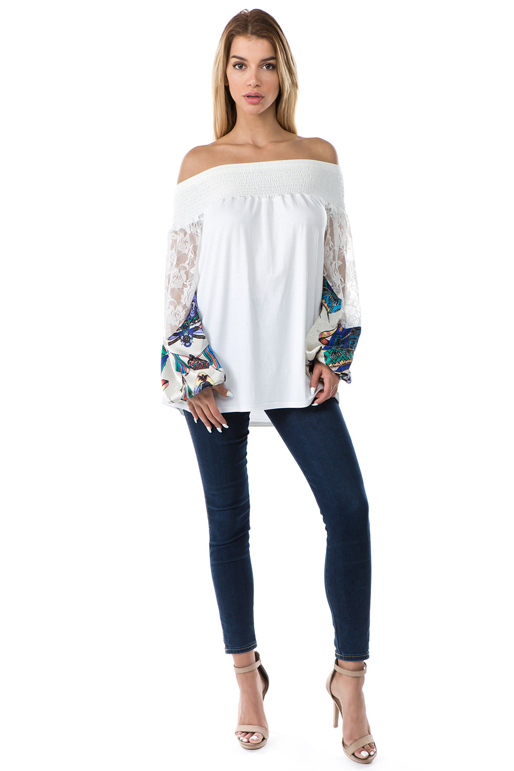 GINA OFF SHOULDER TOP (IVORY)- VT2646