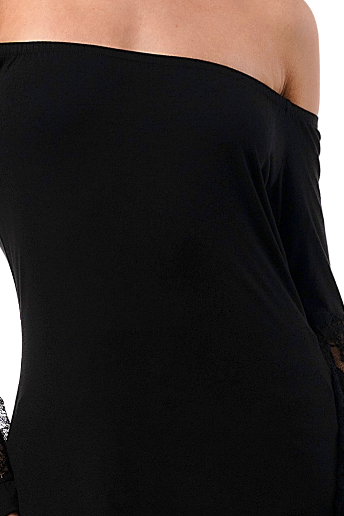 LENA BELL SLEEVE TOP (BLACK / BLACK LACE)- VT2650