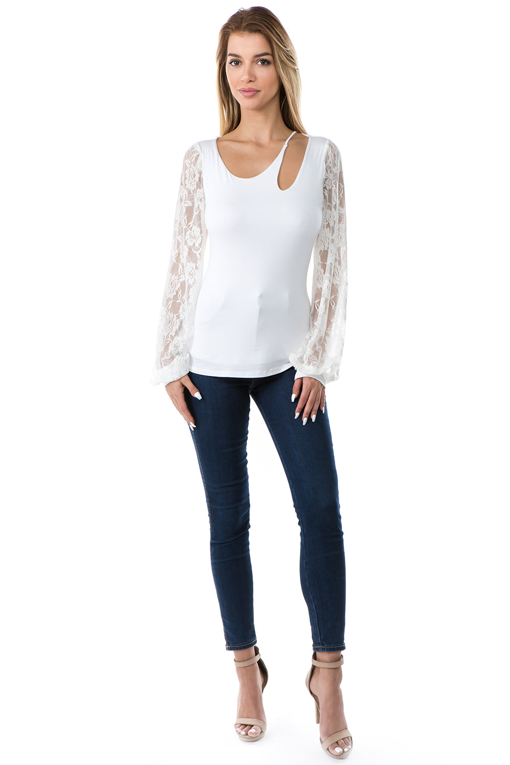 KATE W NECK TOP (IVORY)- VT2653