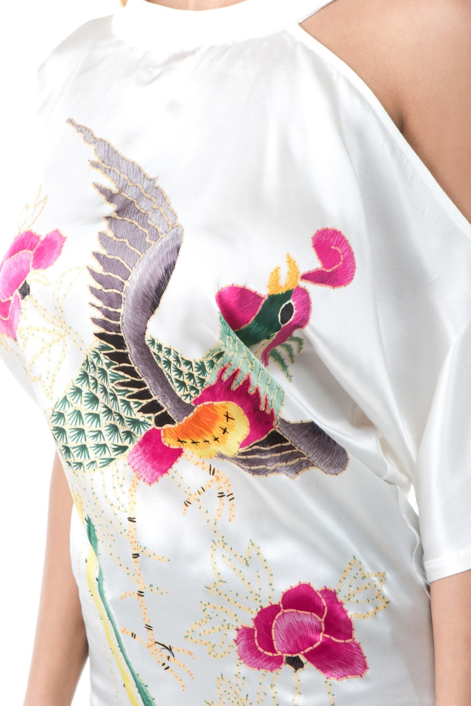 MILLIE ONE SIDE OPEN TOP (IVORY/BIRD)- VT2665