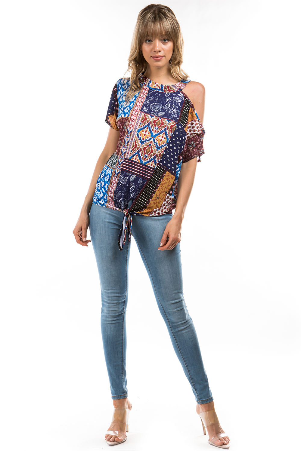 CALLA FRONT TIE TOP (MULTI BOHEMIAN)- VT2668