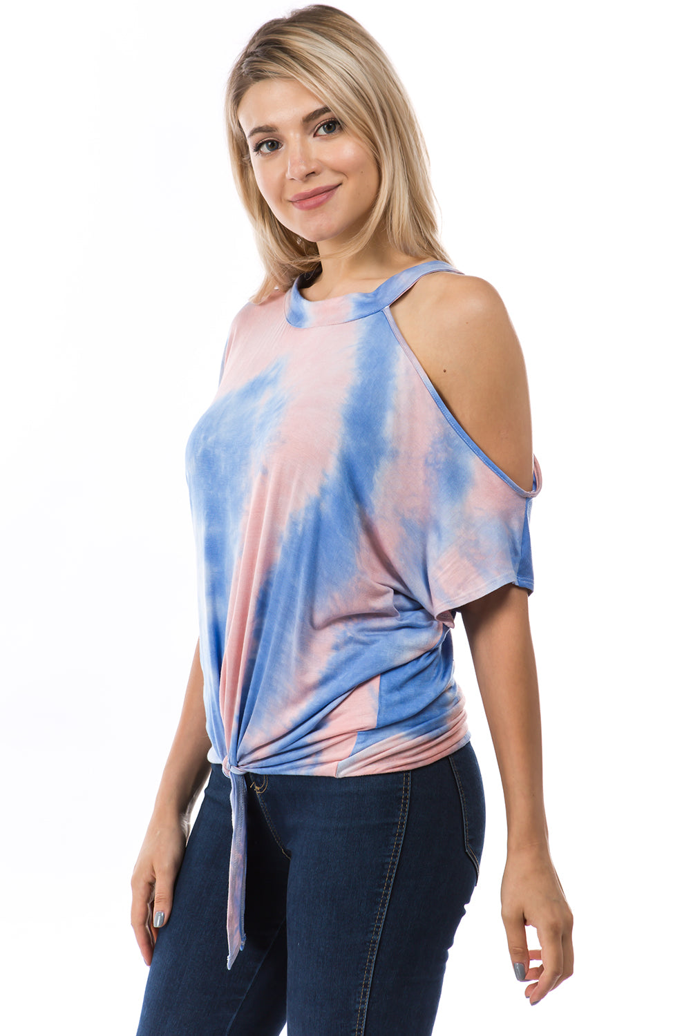 CALLA FRONT TIE TOP (PEACH BLUE TIE DYE)- VT2668T