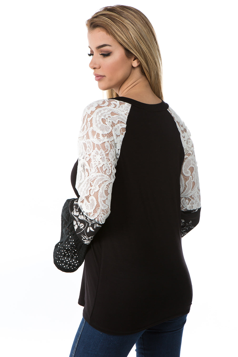 BIANCA RUFFLE SLEEVE TOP (BLACK)- VT2689