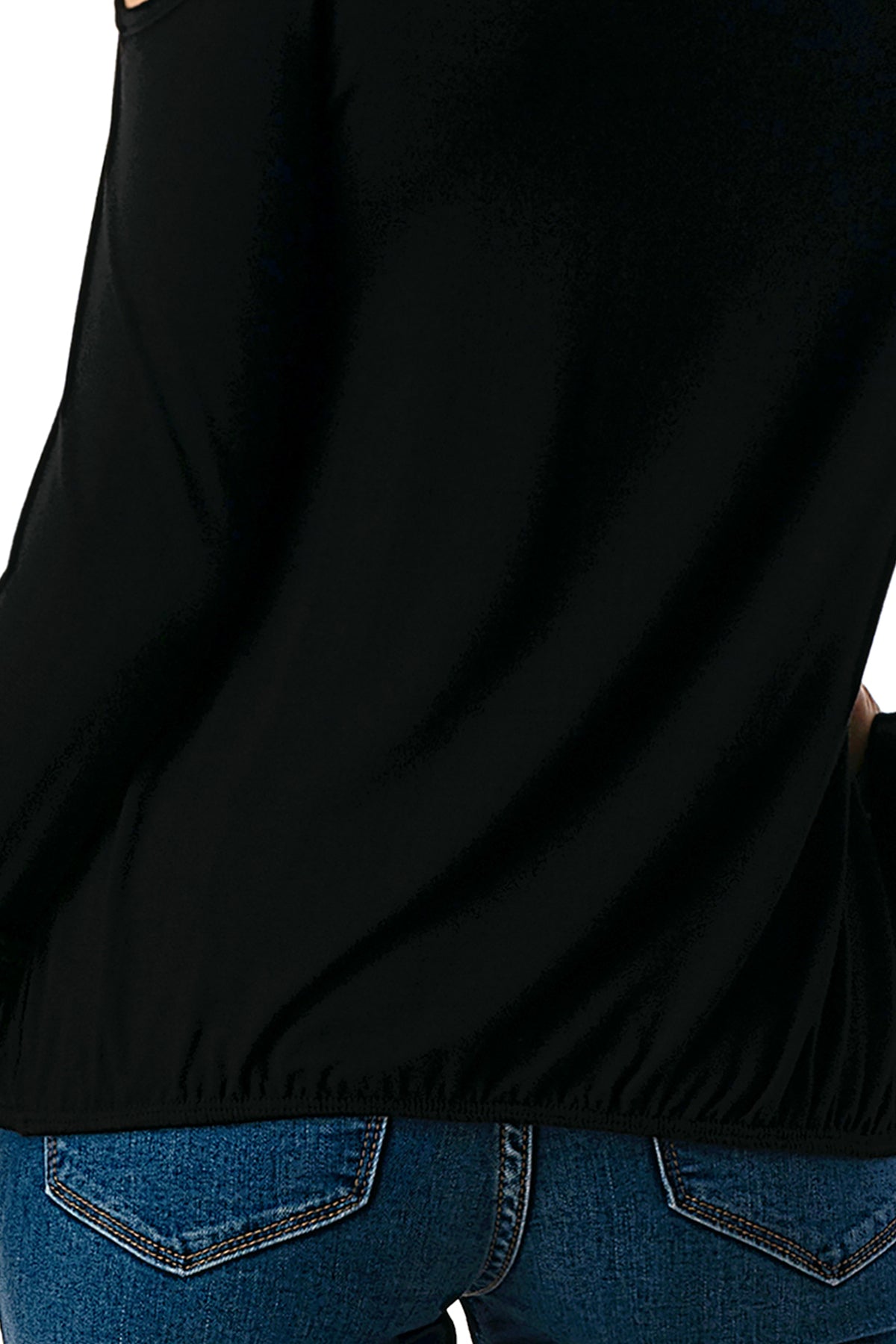 AGNES OPEN SHOULDER TOP (BLACK/SOLID BLACK)- VT2692