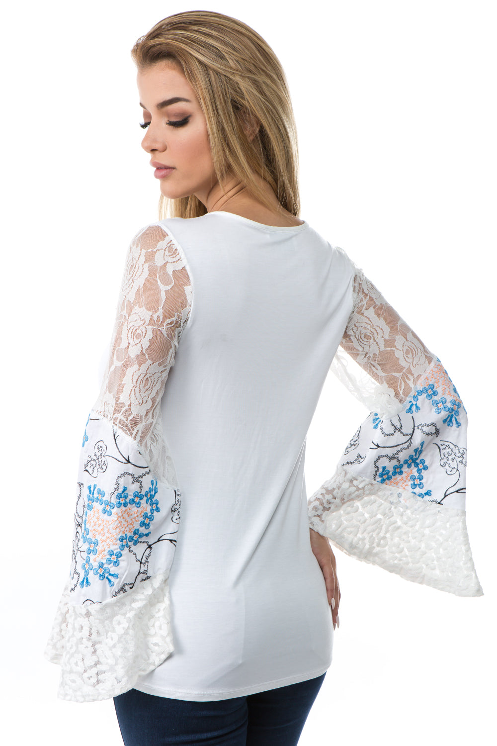 AGNES BELL SLEEVE TOP (IVORY)- VT2693