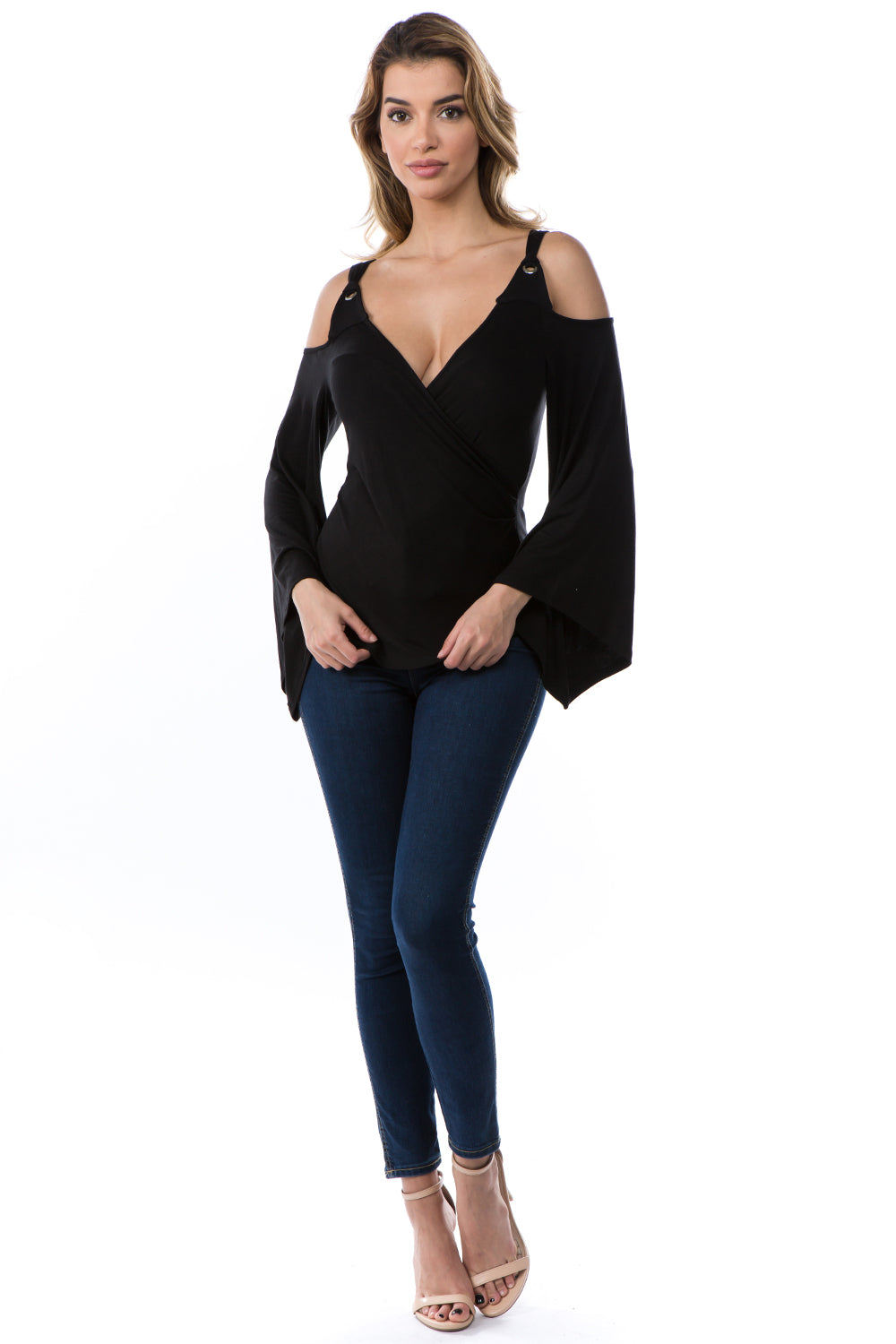 ALESSIA WRAP TOP (BLACK)- VT2725