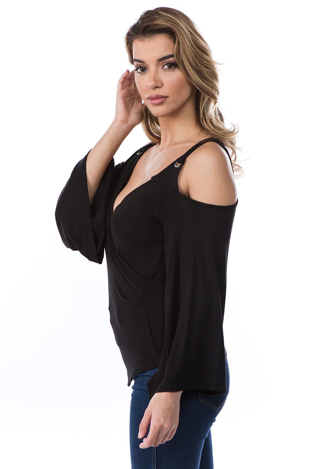 ALESSIA WRAP TOP (BLACK)- VT2725