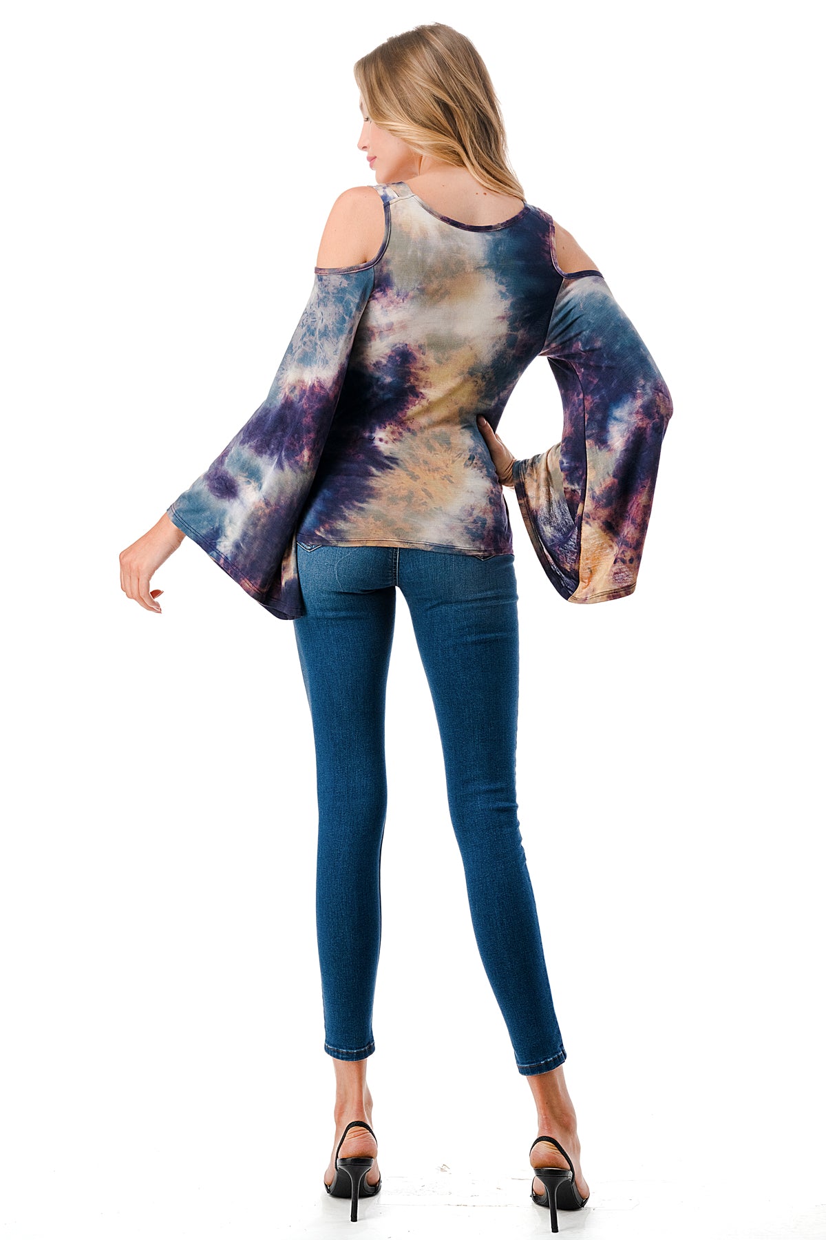 ALESSIA WRAP TOP (TAUPE TEAL TIE DYE)- VT2725