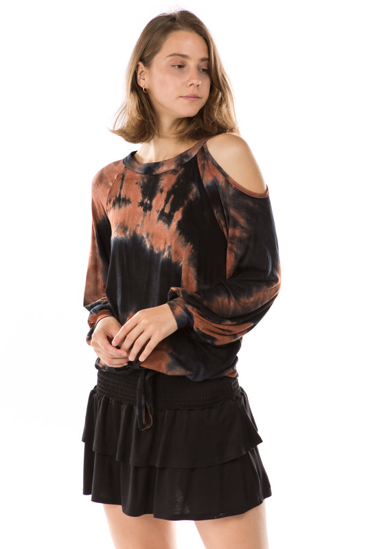 ALYSSA TOP (NEW BROWN TIE DYE)-VT2748