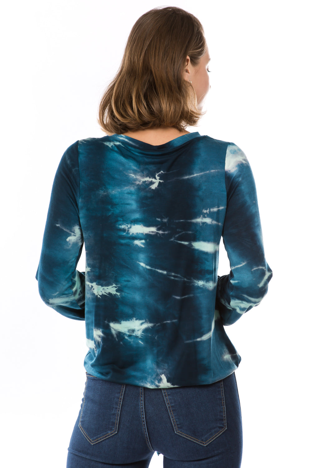 JEMIME FRONT TIE TOP (TEAL TIE DYE)-VT2770T