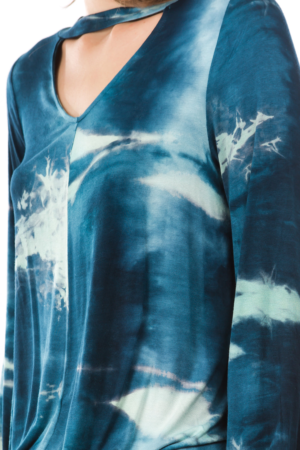 JEMIME FRONT TIE TOP (TEAL TIE DYE)-VT2770T