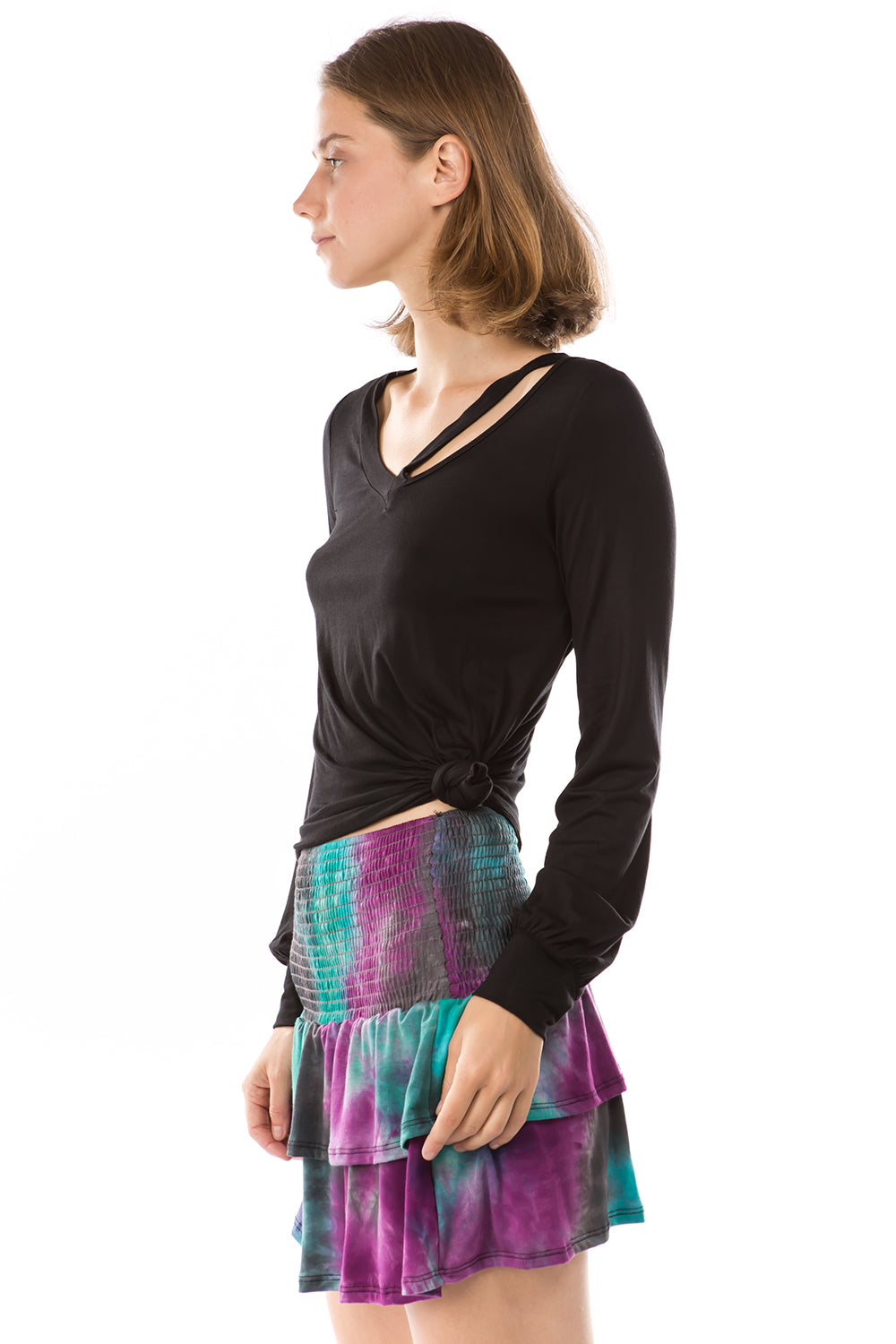 LUX OPEN NECK TOP (BLACK)-VT2779