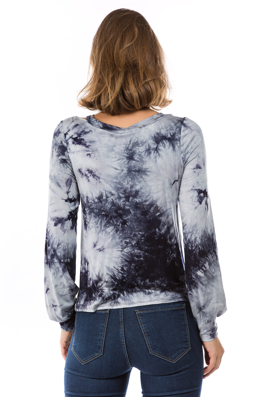 LUX OPEN NECK TOP (LT. GREY TIE DYE)-VT2779T