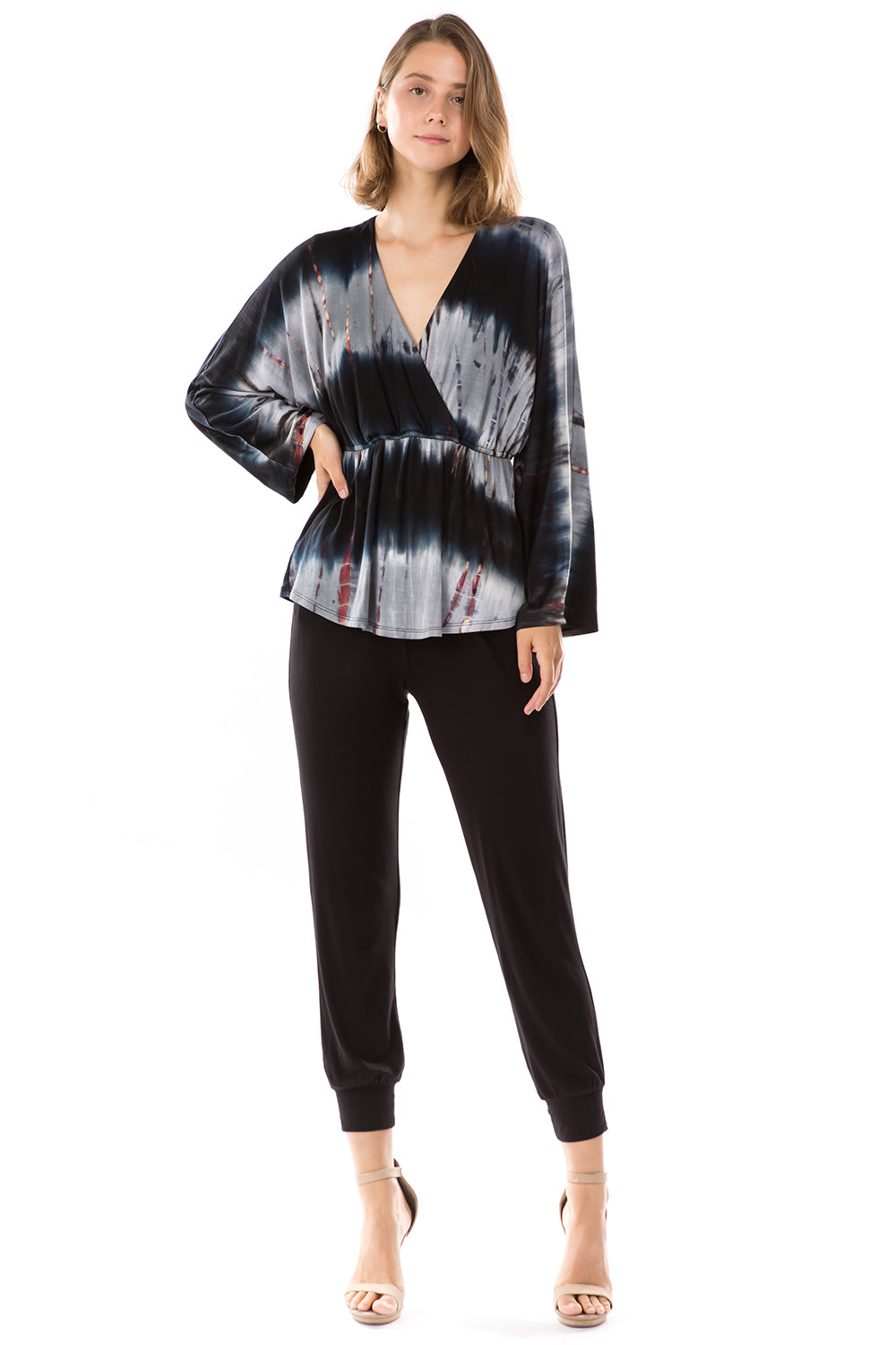 ALIA TOP (BAMBOO BLACK-GREY TIE DYE)-VT2786