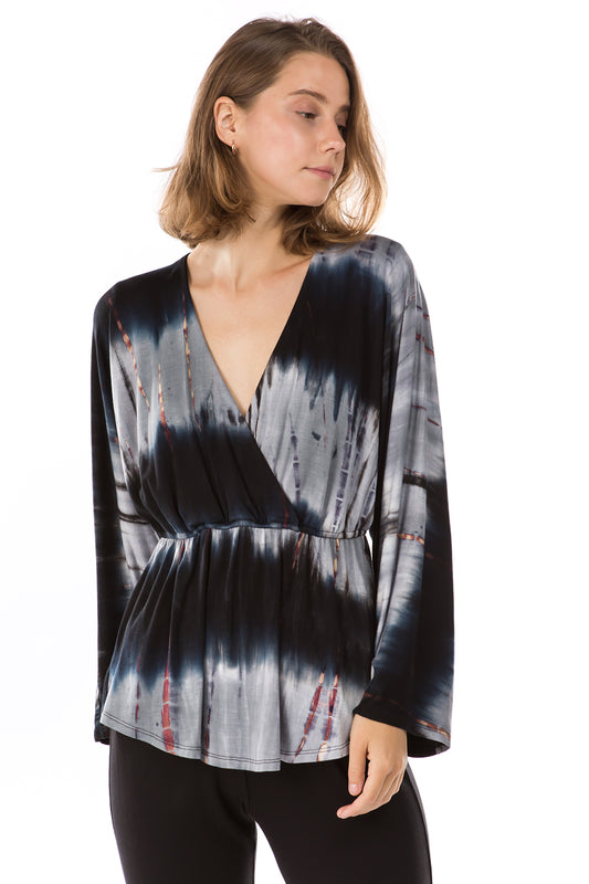 ALIA TOP (BAMBOO BLACK-GREY TIE DYE)-VT2786