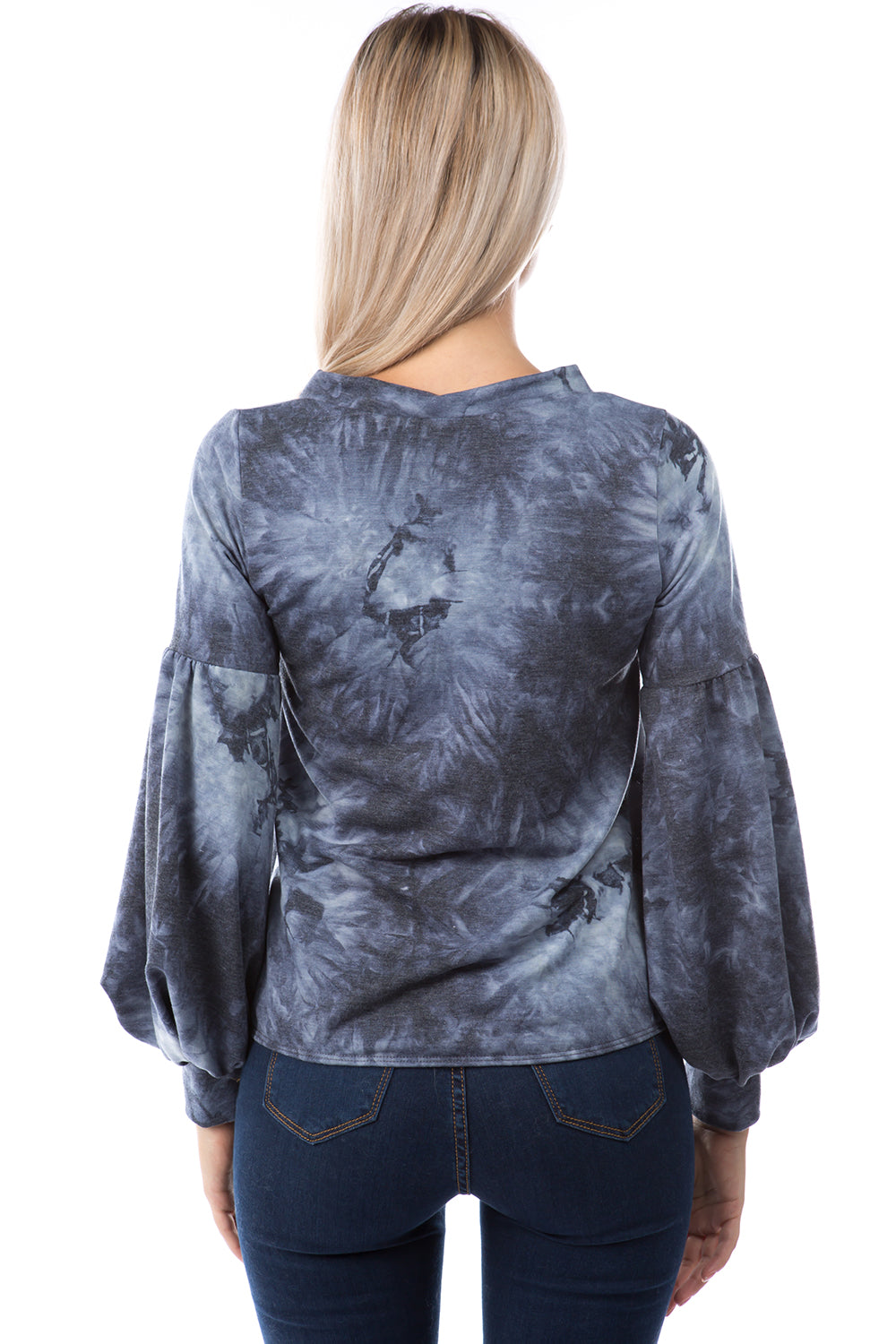 HATTIE V NECK TOP (FRENCH TERRY CHARCOAL)-VT2798