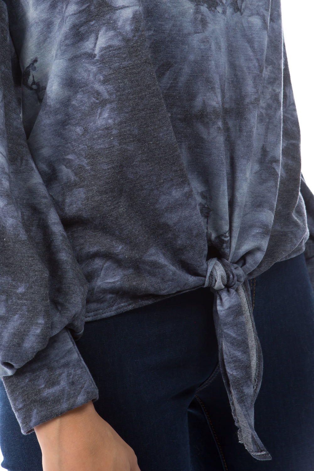 HATTIE V NECK TOP (FRENCH TERRY CHARCOAL)-VT2798