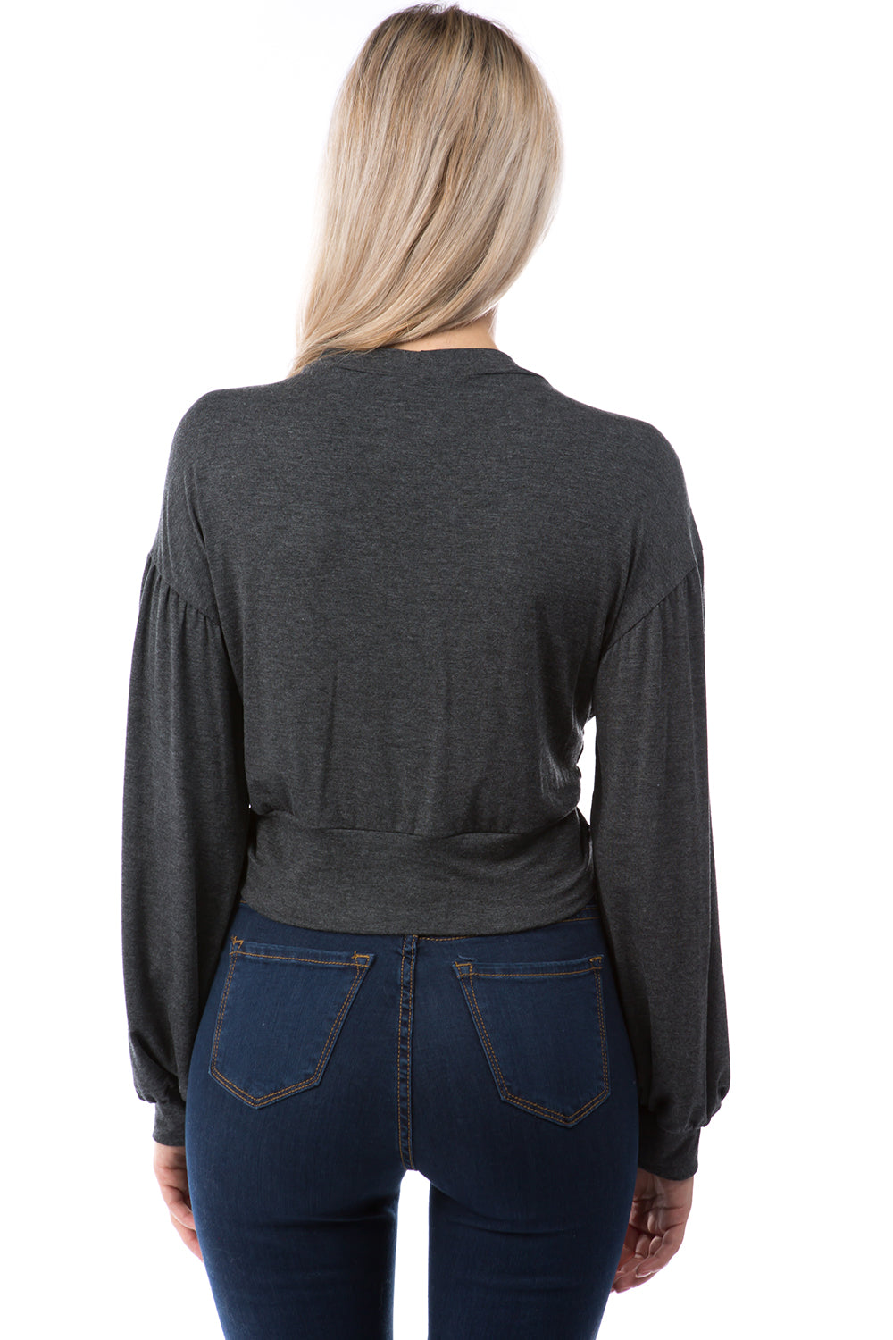 EDITH FRONT TWISTED TOP (HEATHER GREY)-VT2804