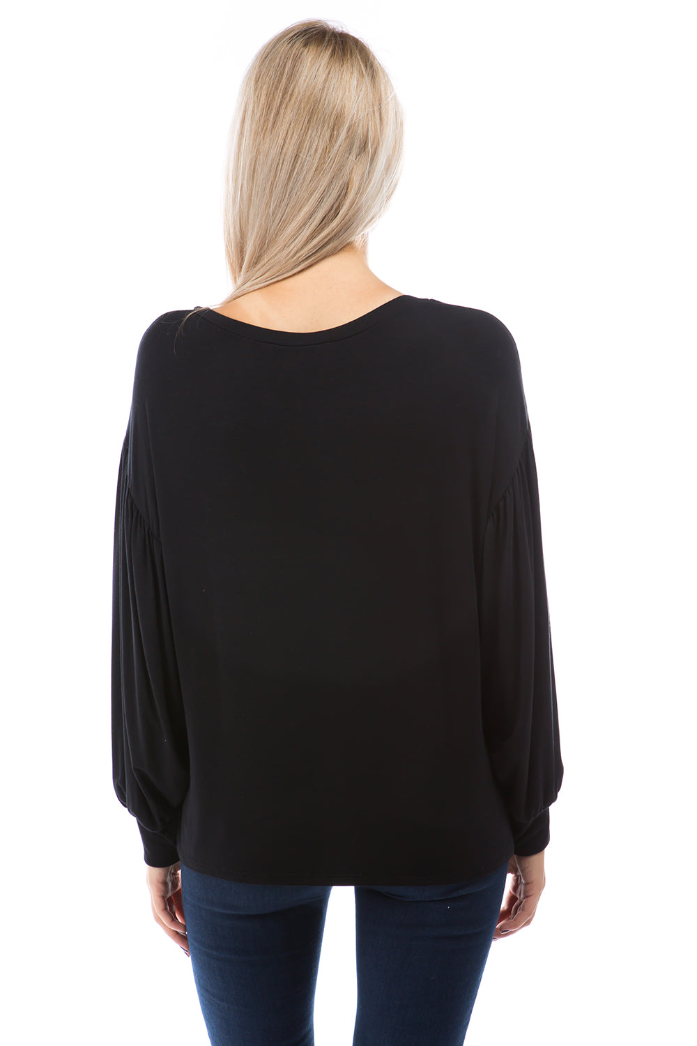ANN BALLOON SLEEVE TOP (BLACK)-VT2865