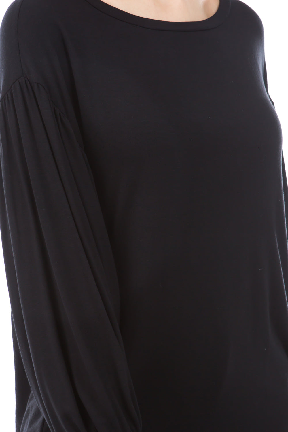 ANN BALLOON SLEEVE TOP (BLACK)-VT2865