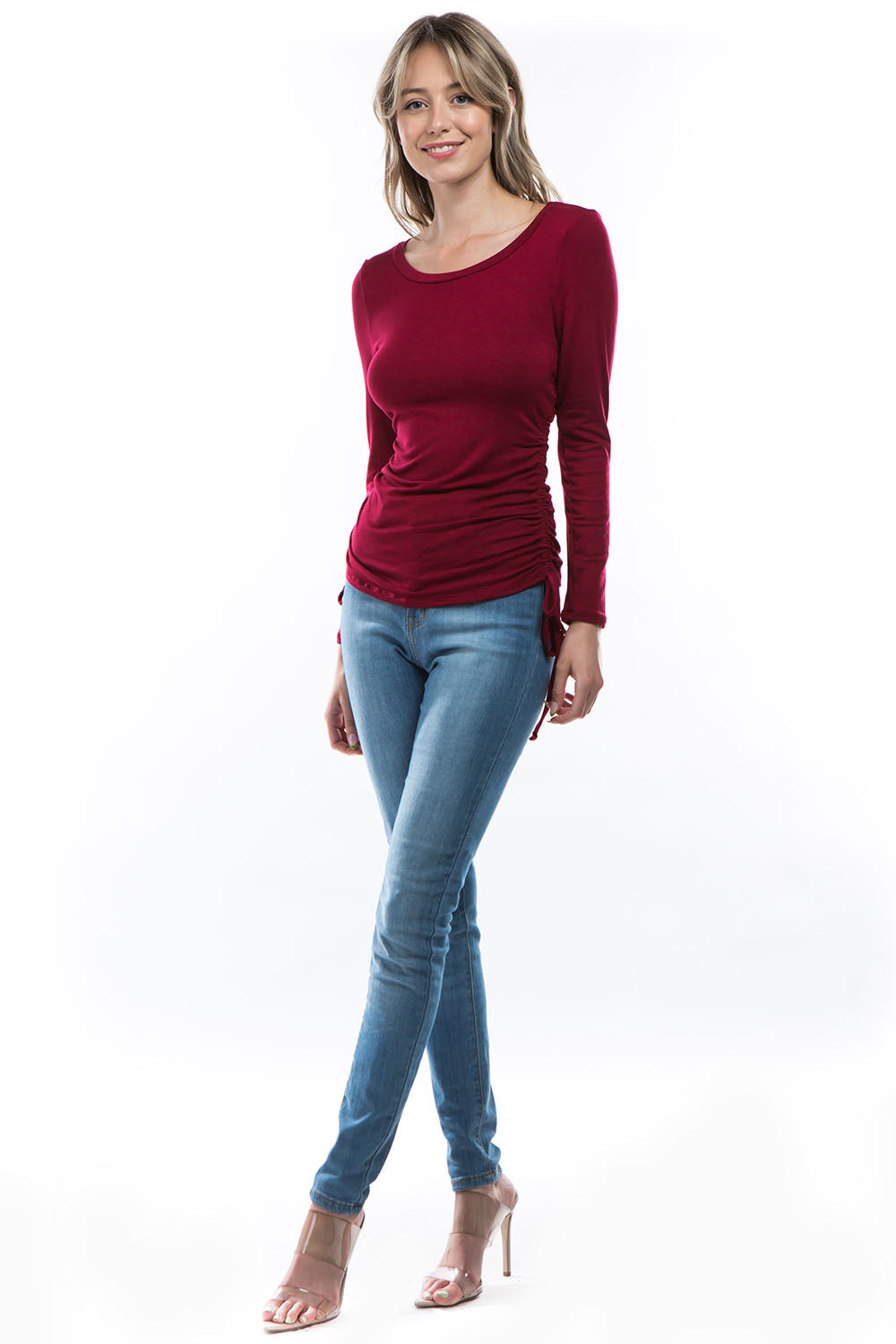 MABEL SIDE DRAW STRING TOP (WINE)- VT2978
