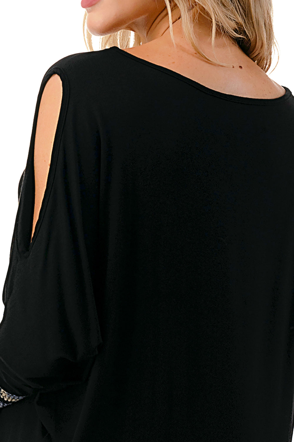 MILLIE SMOKING CUFFS TOP (BLACK / BLUE CAMO)- VT3041