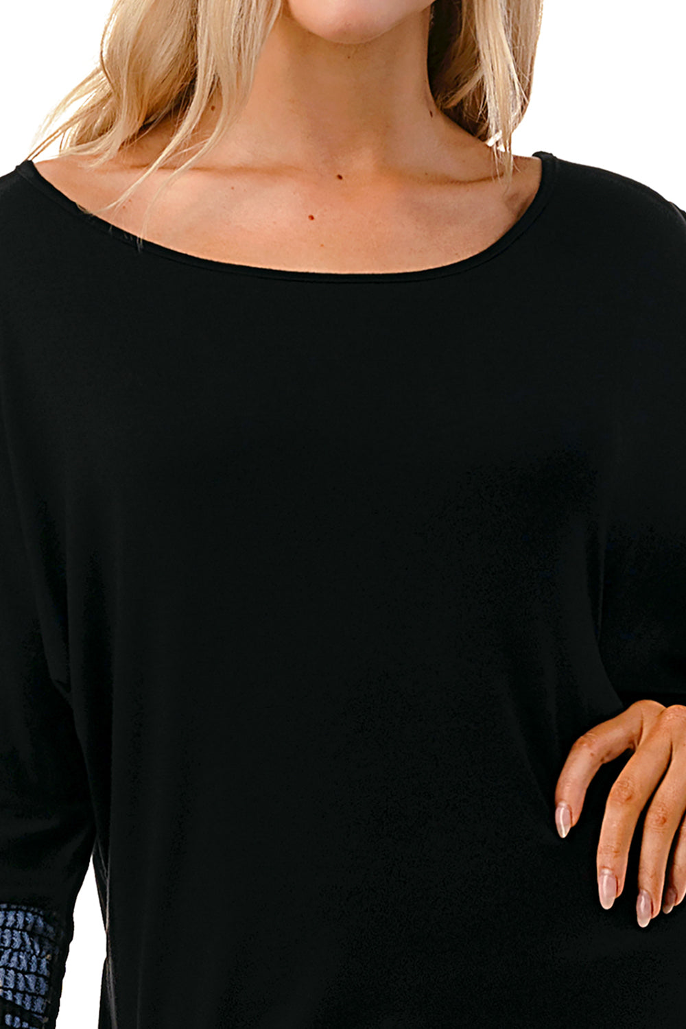 MILLIE SMOKING CUFFS TOP (BLACK / BLUE CAMO)- VT3041