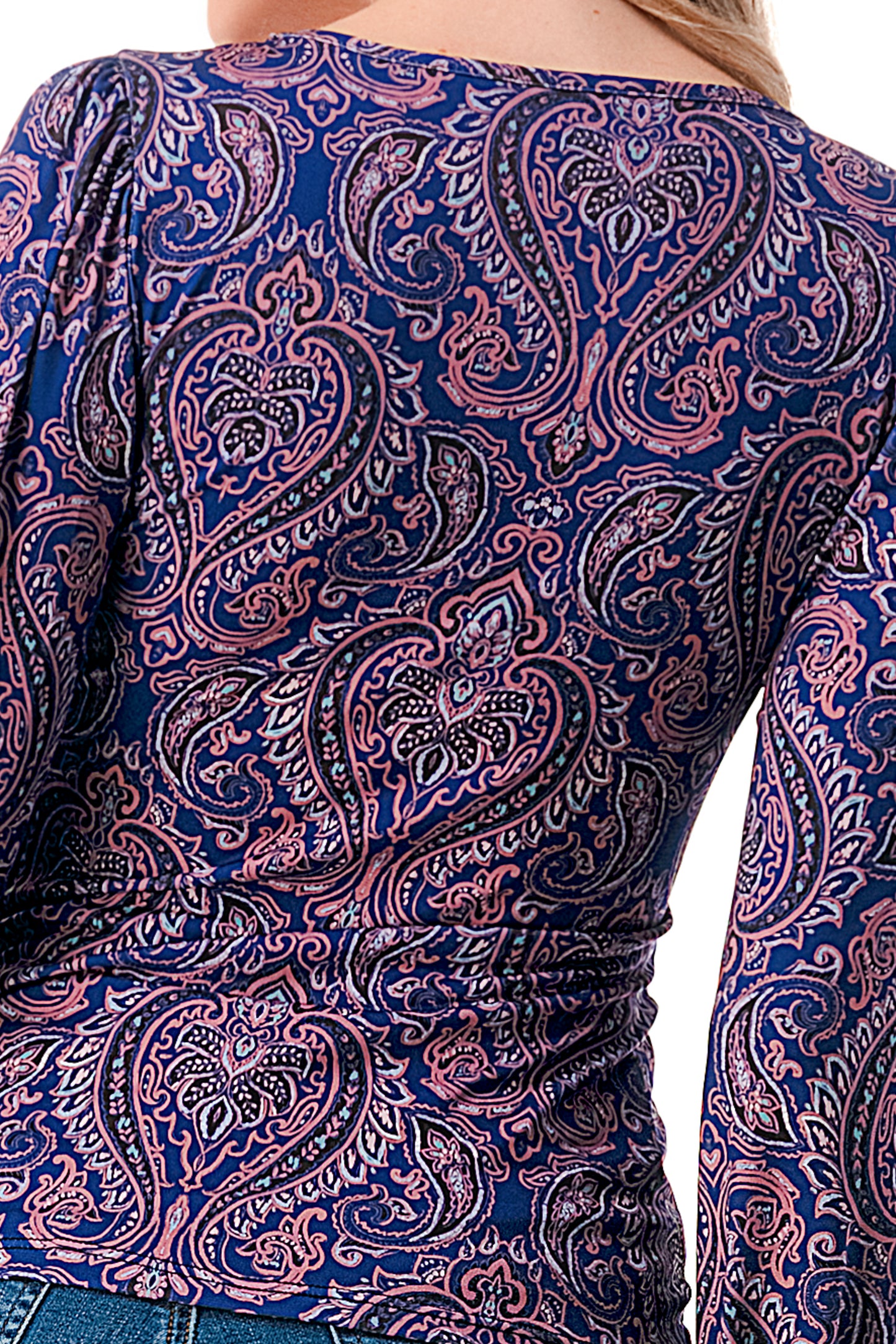 EMBER CENTER DRAW SHIRRING TOP (PURPLE PAISLEY)- VT3045J