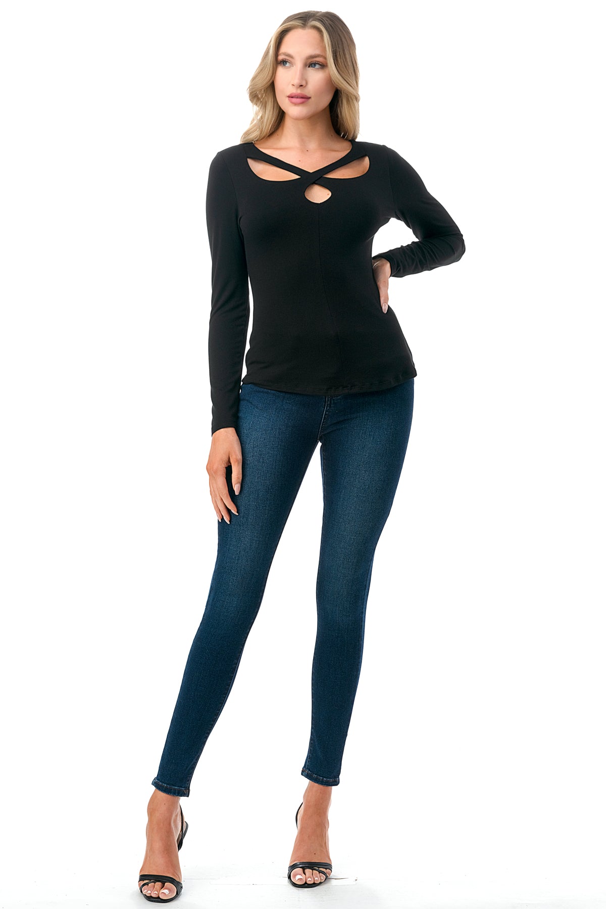 DEBBY CROSS BAND TOP (BLACK)- VT3083