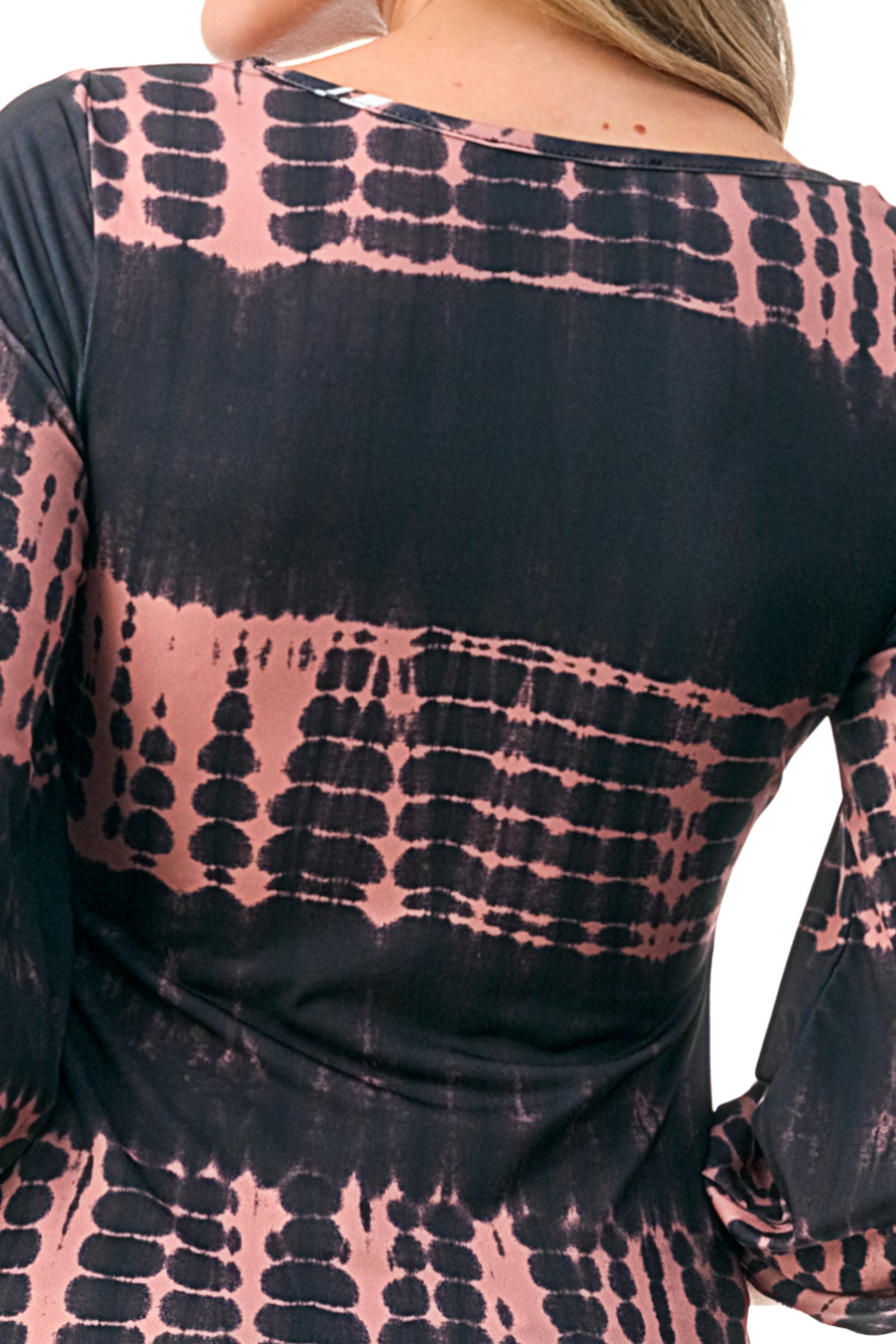 FRANCES FRONT KEY HOLE RIBBON TOP (BLACK/RUST TIE DYE)- VT3166