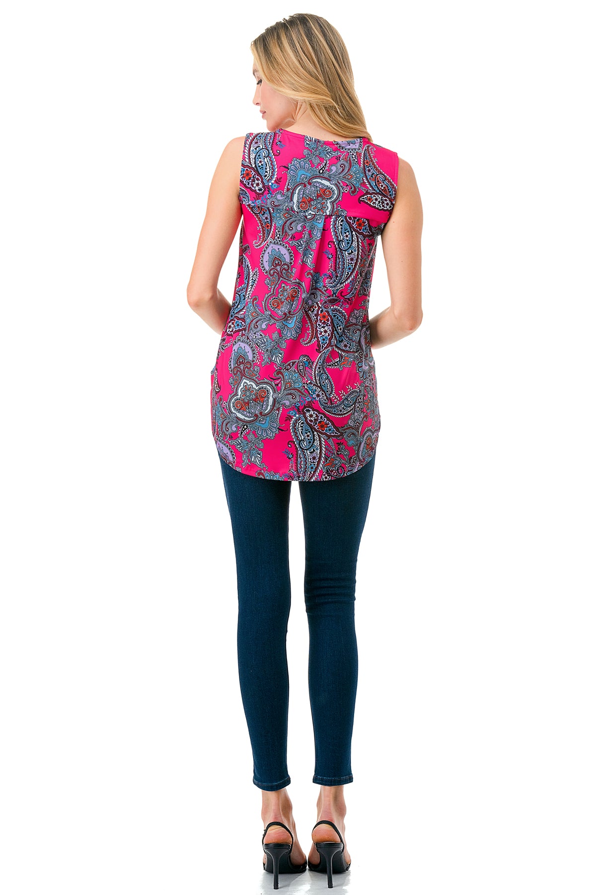 ANOUK SURPLICE HIGH AND LOW TOP (HOT PINK PAISLEY)- VT3201