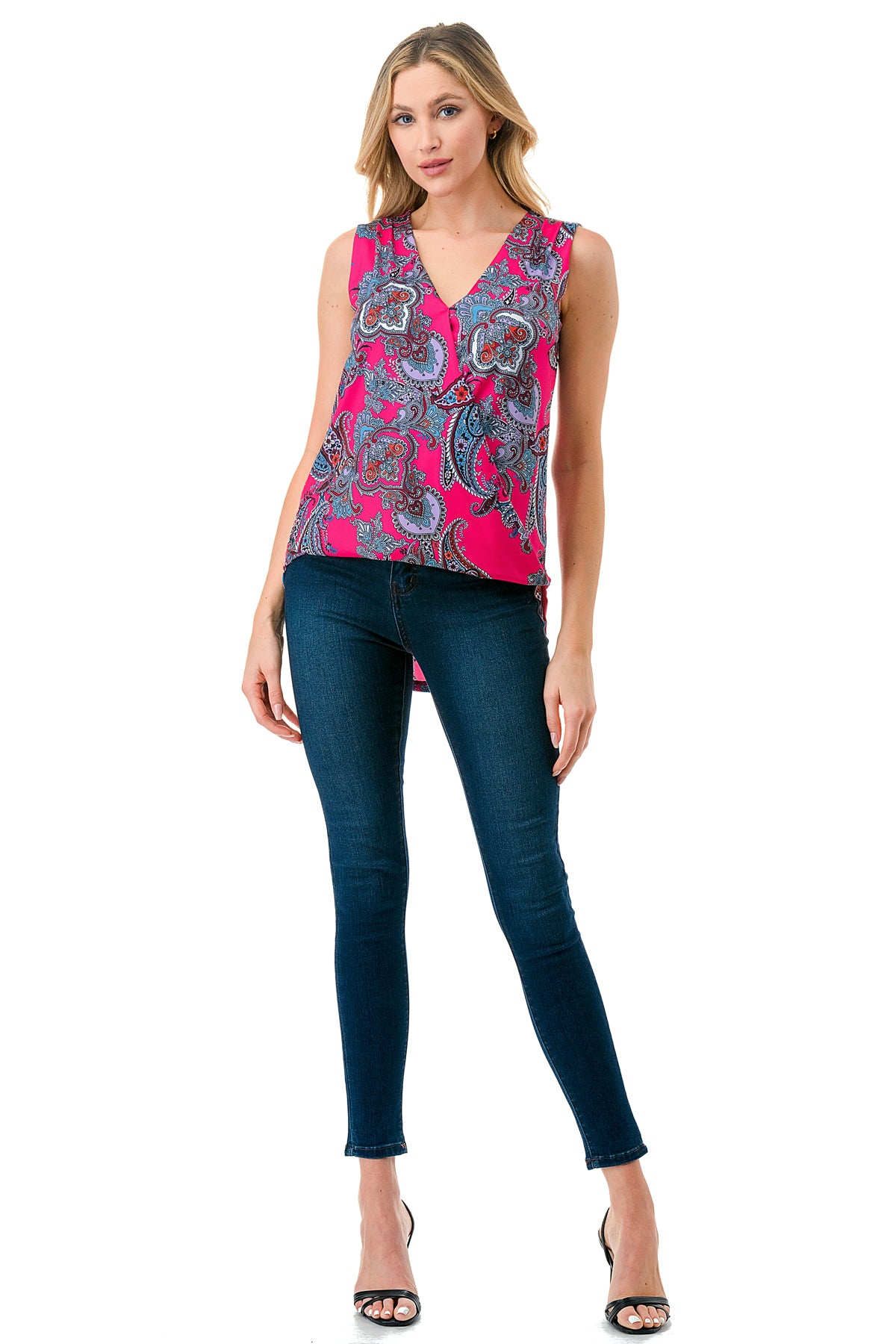 ANOUK SURPLICE HIGH AND LOW TOP (HOT PINK PAISLEY)- VT3201