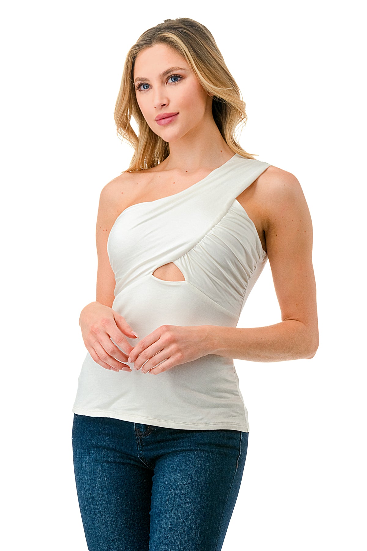 LUNA CROSS NECK TOP (IVORY)- VT3204