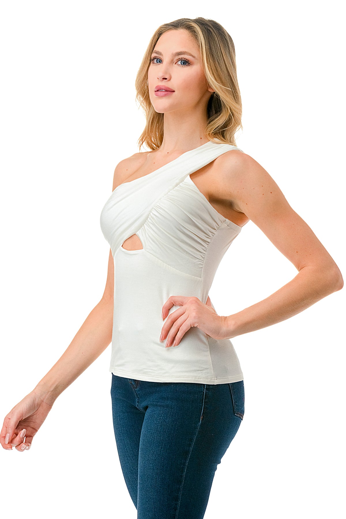 LUNA CROSS NECK TOP (IVORY)- VT3204