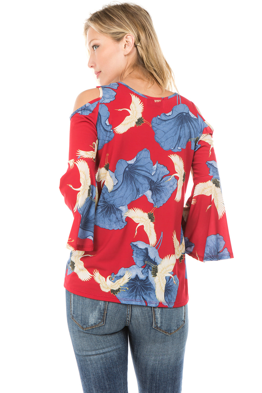 PRINTED BRENDA TOP (Red Bird)- VT7365