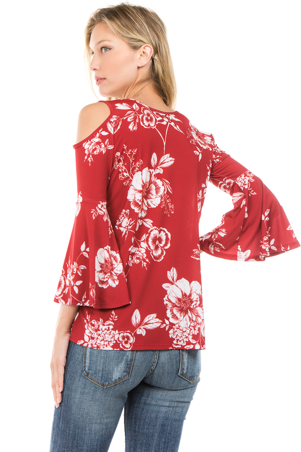 PRINTED BRENDA TOP (Wine Floral)- VT7365