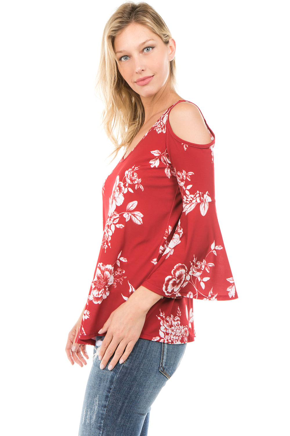 PRINTED BRENDA TOP (Wine Floral)- VT7365