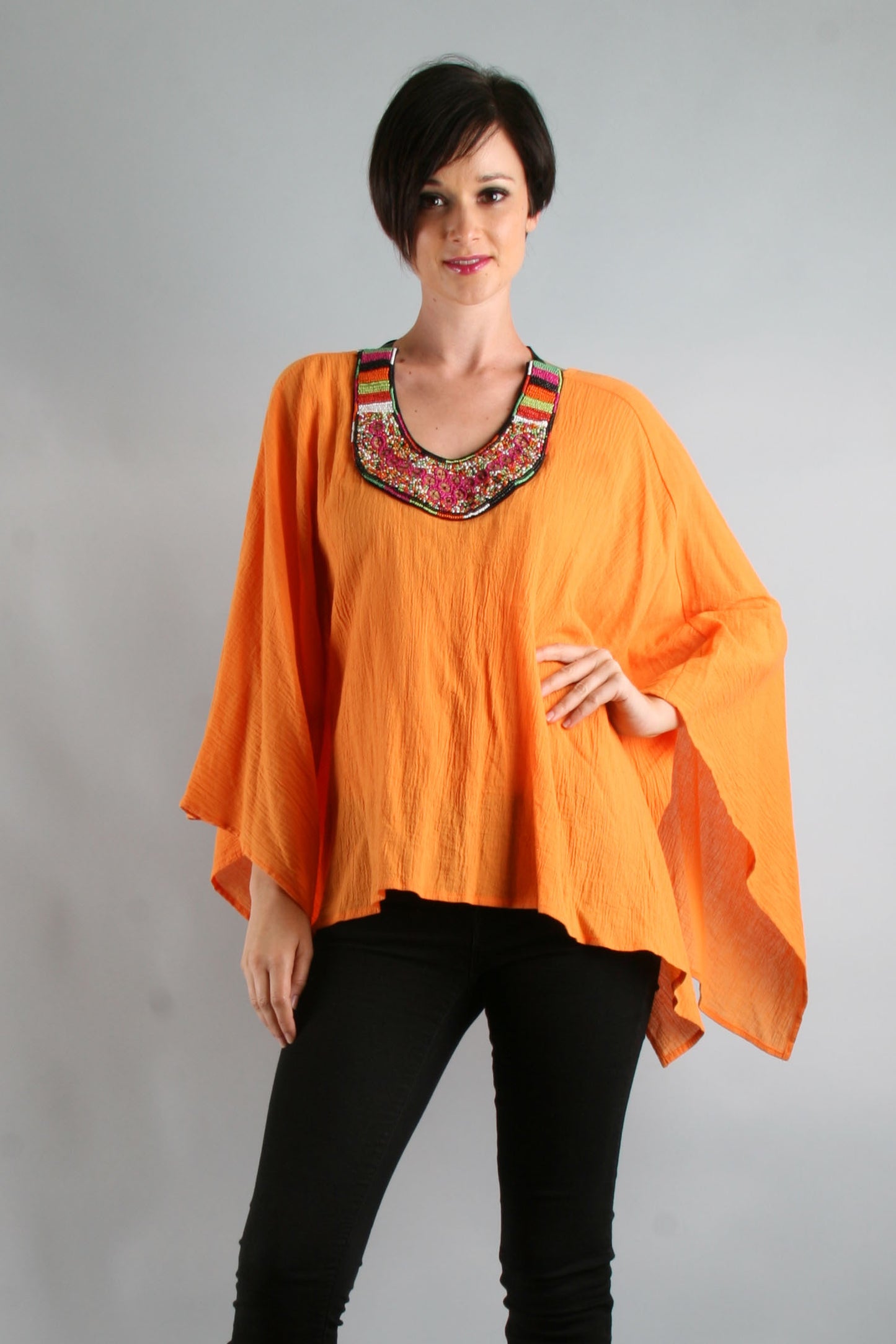 FIONA PONCHO TOP (ORANGE)- VT7447