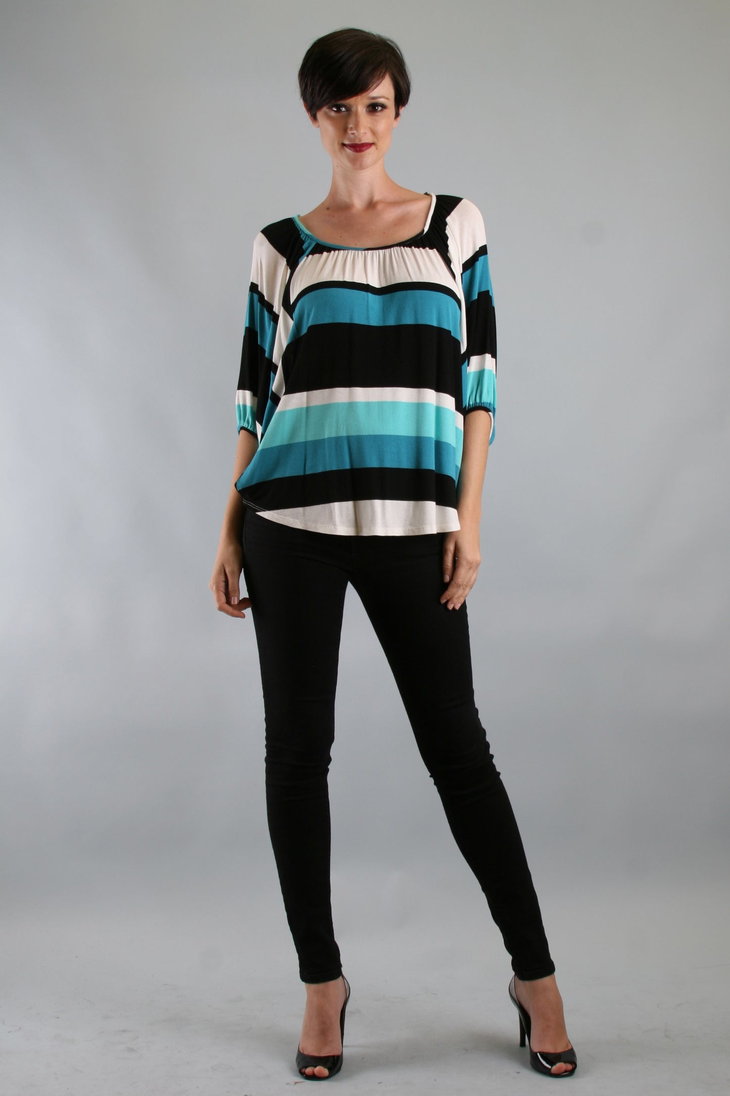 SUMMER BLOUSE (AQUA)-VT7870
