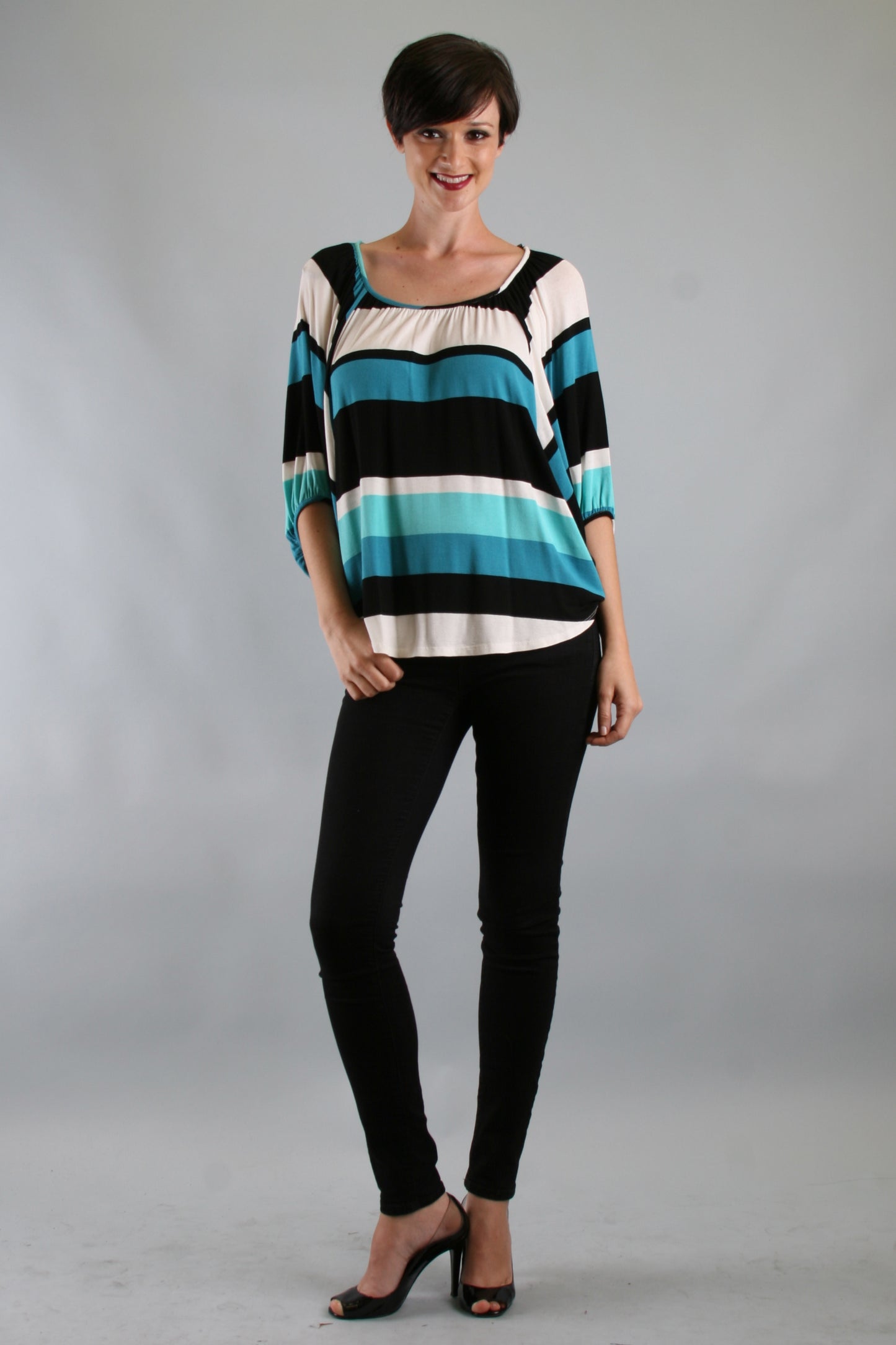 SUMMER BLOUSE (AQUA)-VT7870
