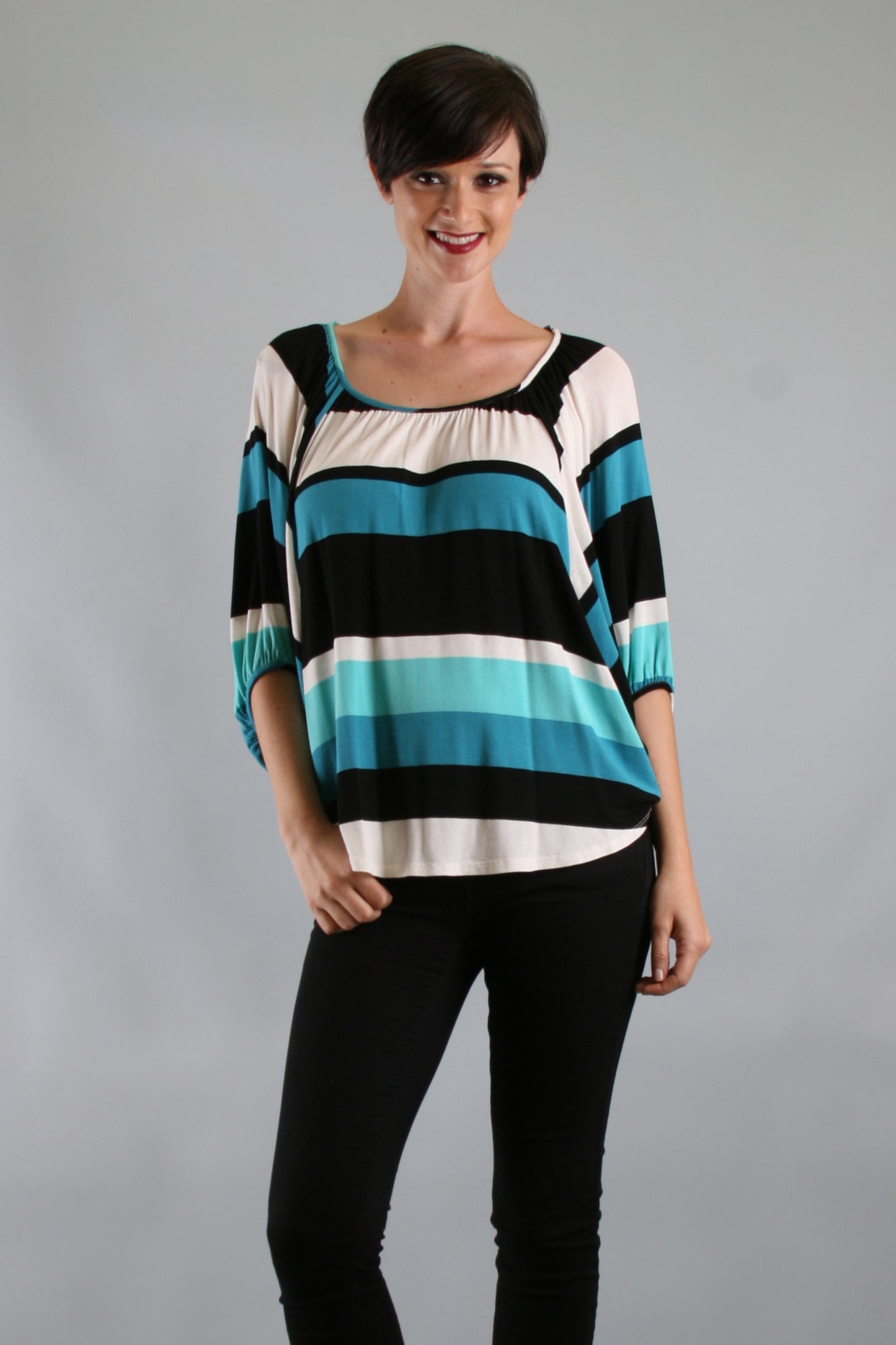 SUMMER BLOUSE (AQUA)-VT7870